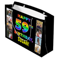 59th Birthday: Rainbow Text, Custom Photos & Name