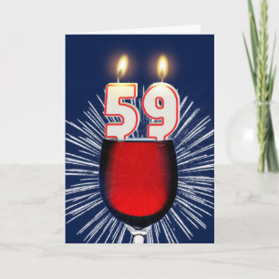 59th Birthday with wine and candles Card