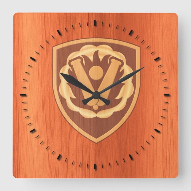 59th Ordnance Brigade Patch- oak wood inlay Square Wall Clock (Front)