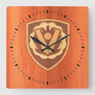 59th Ordnance Brigade Patch- oak wood inlay Square Wall Clock