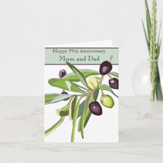 59th Wedding Anniversary Olive Card (Front)