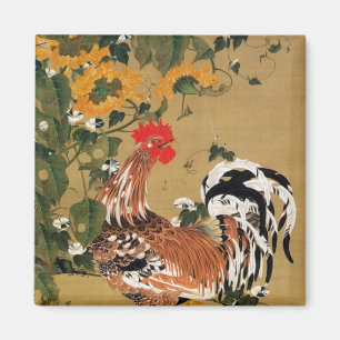 5. 向日葵雄鶏図, 若冲 Sunflower and Rooster, Jakuchū Magnet