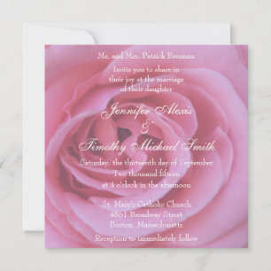 5.25x5.25 Pink Flower Petals Wedding Invitation
