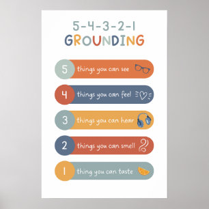 5-4-3-2-1 Grounding Technique Boho Classroom Poster