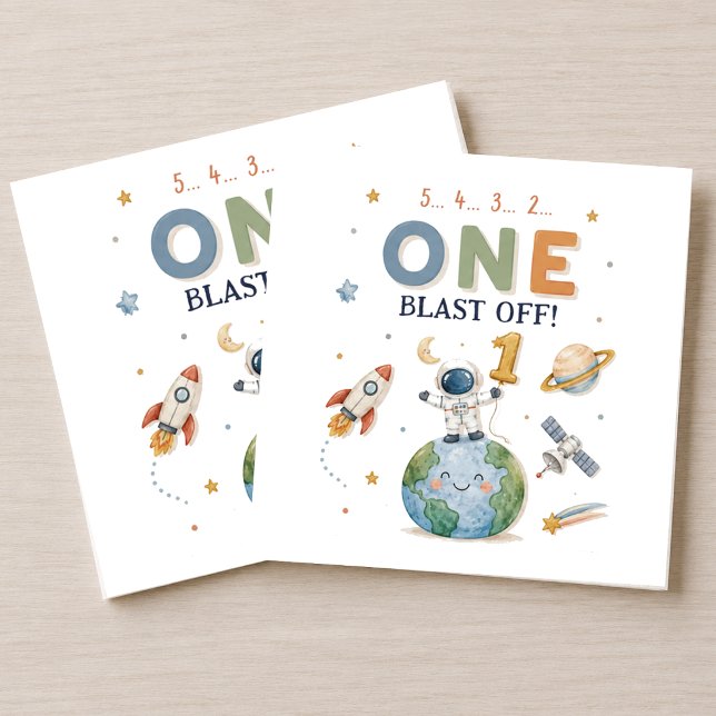 5 4 3 2 One Blast Off Birthday Napkin (Creator Uploaded)