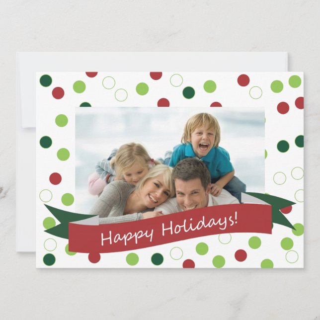 5.5 x 7.5 Photo Polka Dot Card with Happy Holidays (Front)