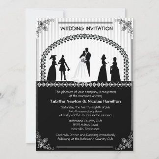 5.5 x 7.5" Vintage Wedding Scene Wedding Invitatio Invitation
