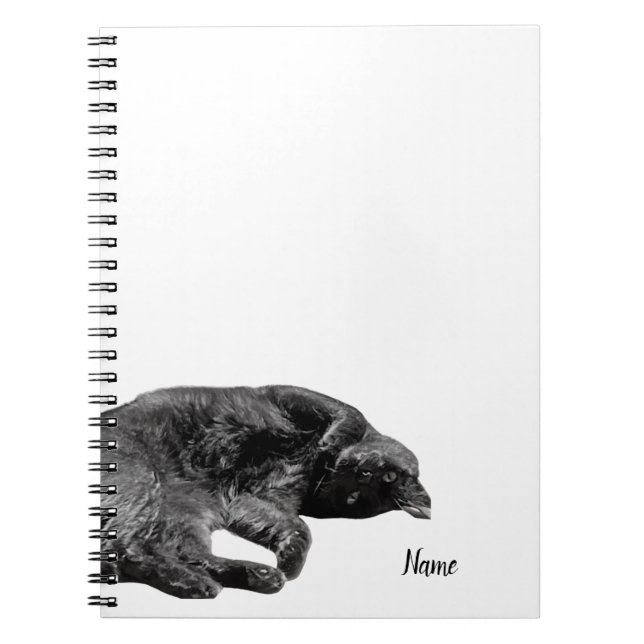 5.5" x 8.5" Black Cat Spiral Hard Cover Notebook (Front)