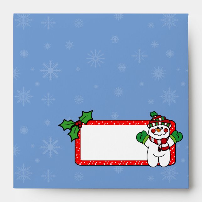 5.5x5.5 Square Blue Snowman Christmas Envelopes (Front)
