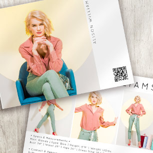 5.5x7.5" Modern 4 Photo Actor Model Comp Card