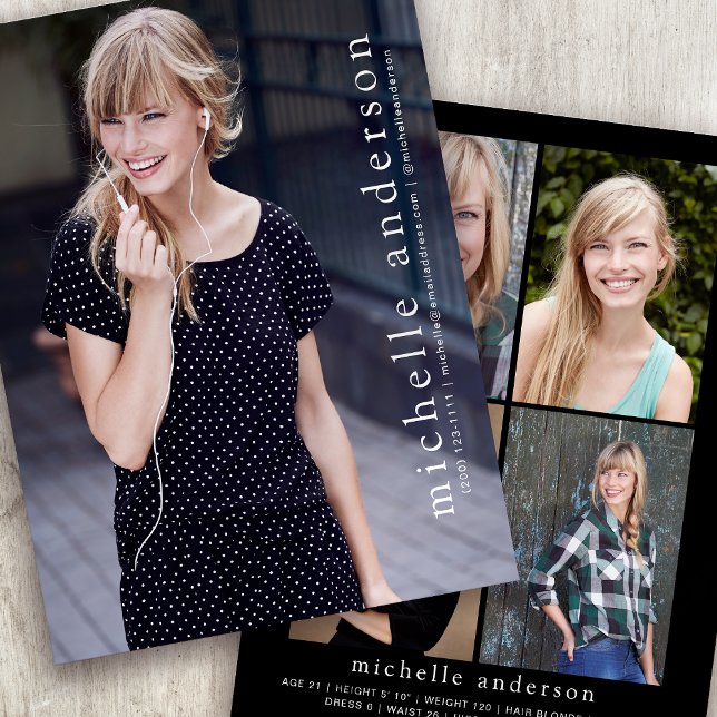 5.5x7.5" Modern 5 Photo Model Comp Card (Creator Uploaded)