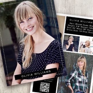 5.5x7.5" Modern 6 Photo Actor Model Comp Card