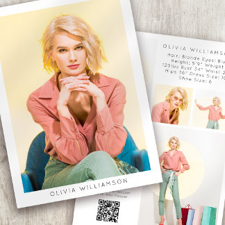 5.5x7.5" Modern 6 Photo Actor Model Comp Card