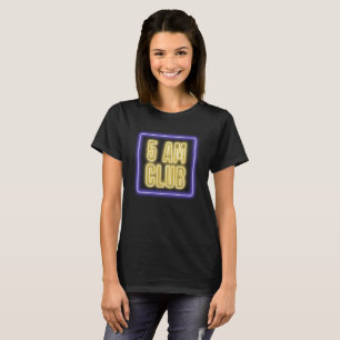 5 AM CLUB Neon Sign   Blue & Yellow T-Shirt