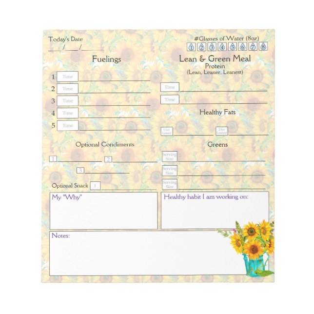 5 and 1 Food Journal Notepad (Front)