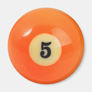"5 Ball" pool ball design gifts and products Magnet