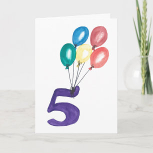 5 Balloons Birthday Card