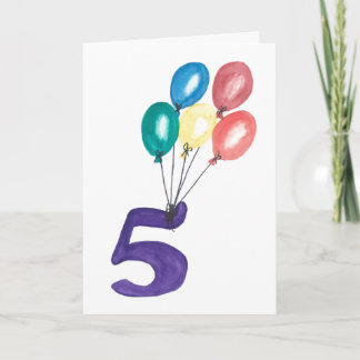 5 Balloons Birthday Card