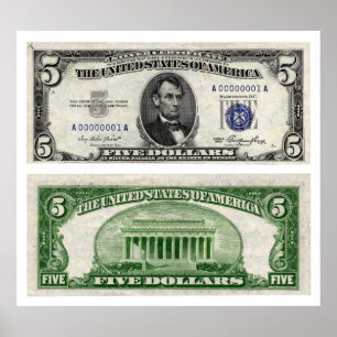 $5 Banknote, Silver Certificate, Series of 1953 Poster