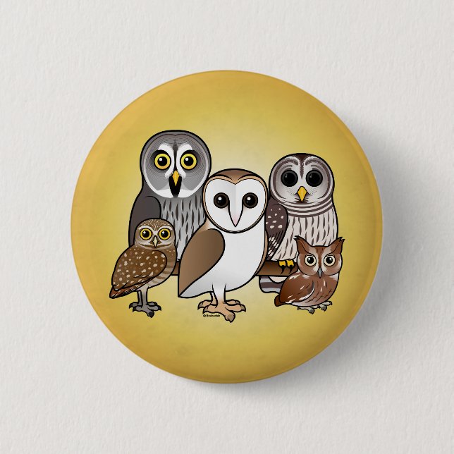 5 Birdorable Owls 6 Cm Round Badge (Front)