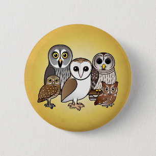 5 Birdorable Owls 6 Cm Round Badge