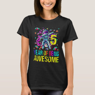 5 Birthday Year Of Being Awesome Astronaut 1 T-Shirt
