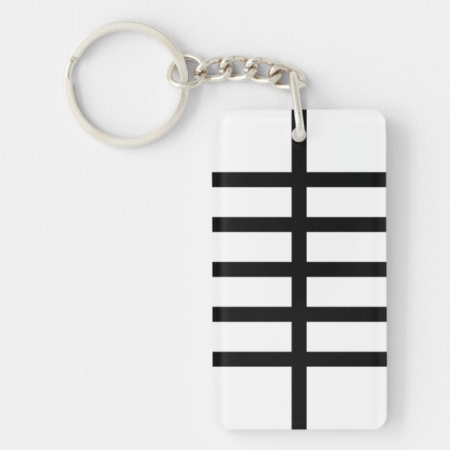5 Bisected Black Lines Key Ring (Front)