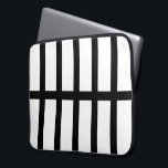 5 Bisected Black Lines Laptop Sleeve<br><div class="desc">Inspired by a map symbol for railroad tracks, this bold geometric pattern features five vertical black lines split in half by a horizontal black line down the centre. The black on white pattern has a sleek look. The white is actually transparent, so you can change it if you like. Just...</div>