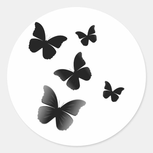 5 Black Butterflies Classic Round Sticker (Front)
