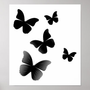 5 Black Butterflies Poster