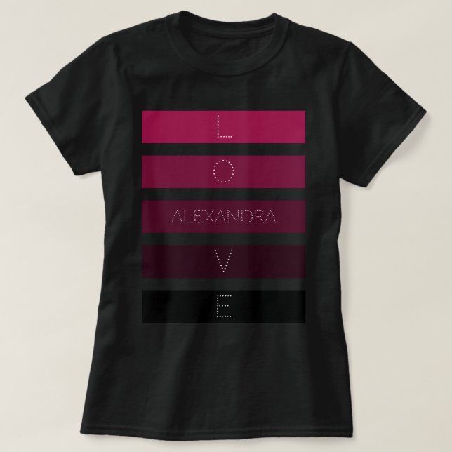 5 Black Purple Gradient Stripes Customised Name T-Shirt (Design Front)