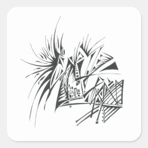 5 Black White Abstract Tribal Tattoo Art Square Sticker