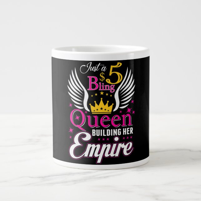 5 Bling Queen for women Ladies Paparazzi Large Coffee Mug (Front)