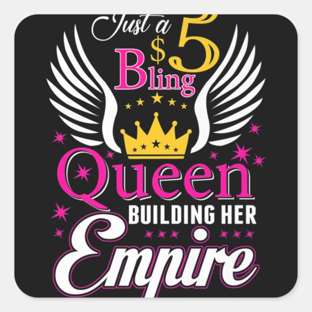 5 Bling Queen for women Ladies Paparazzi Square Sticker (Front)