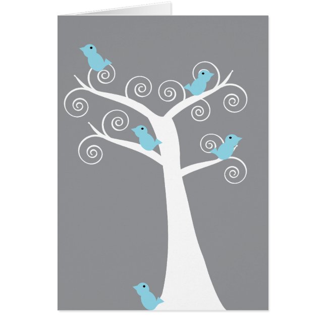 5 Bluebirds in a Tree Card (Front)