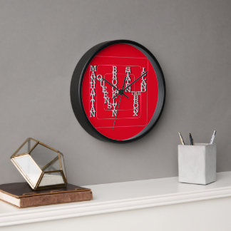  5 Boroughs of N.Y Design Square Wall Clock