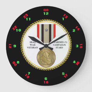5 CAMPAIGN STARS IRAQ WAR VETERAN LARGE CLOCK
