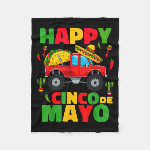 5 cinco de mayo monster truck for kids boys taco fleece blanket