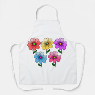 5 Colour Flowers Design Apron