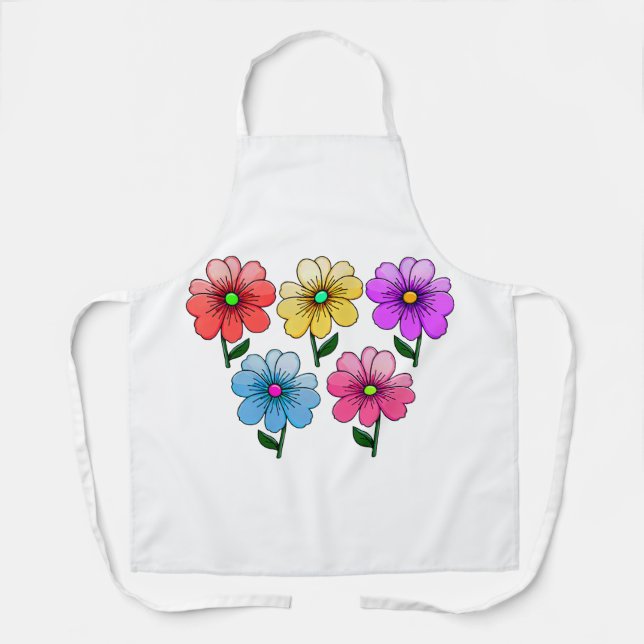 5 Colour Flowers Design  Apron (Front)