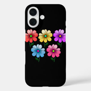 5 Colour Flowers Design  iPhone 16 Case