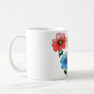 5 Colour Flowers Design Coffee Mug