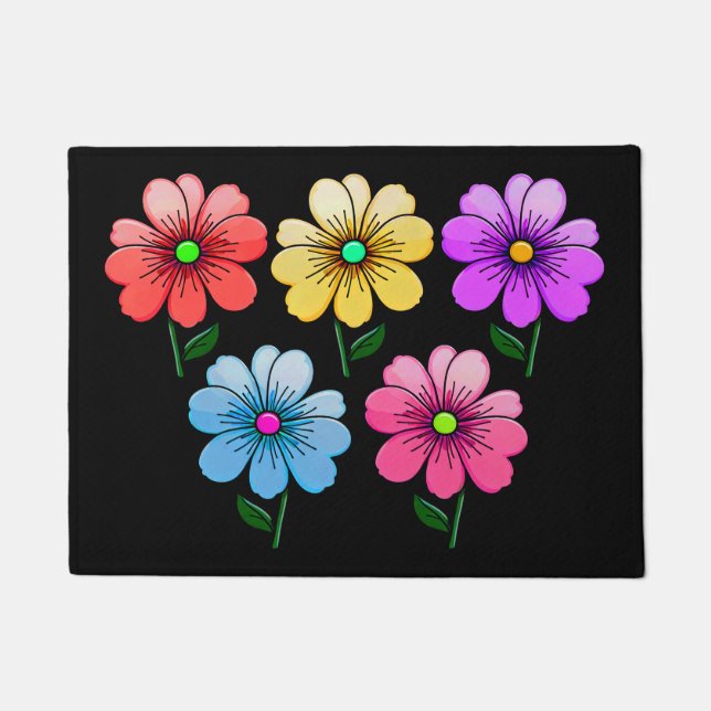 5 Colour Flowers Design  Doormat (Front)