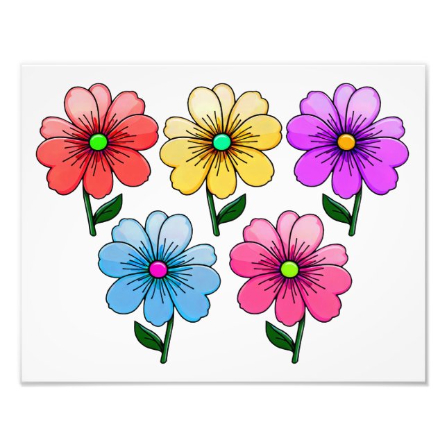 5 Colour Flowers Design  Photo Print (Front)