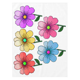 5 Colour Flowers Design Tablecloth