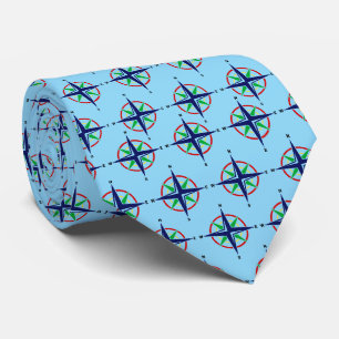 5 Colour Nautical Compass Rose Baby Blue BG Tie