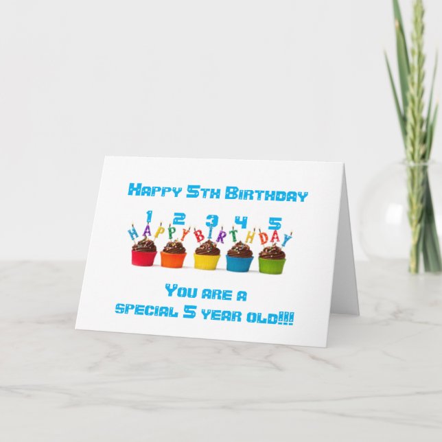 5 CUPCAKES FOR YOUR *****5TH BIRTHDAY**** HAVE FUN CARD (Front)