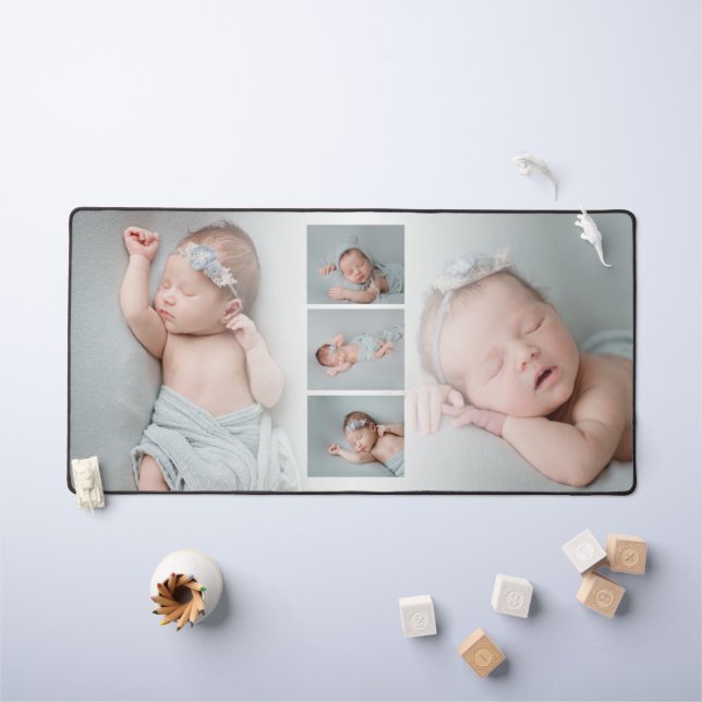 5 Custom Baby Photos Collage Overlay Desk Mat (Kids Table)