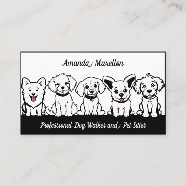5 Cute Dogs Professional Dog-Related Business Card (Front)