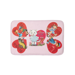 5 Cute Vintage Valentine's Day Retro Love Hearts Bath Mat